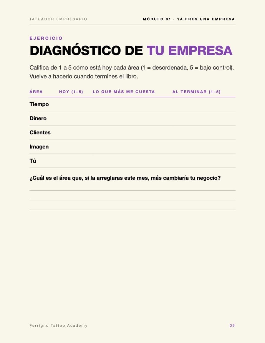 Ejercicio imprimible: diagnóstico de tu empresa